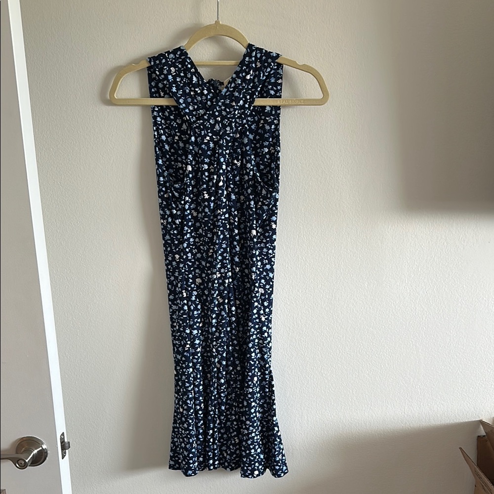 Floral Sleeveless Navy Dress